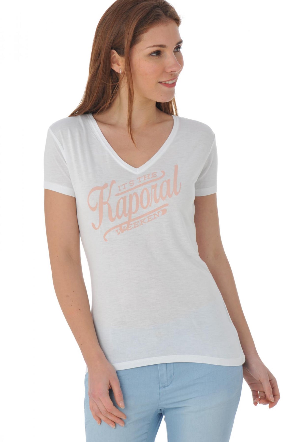 White kaporal printed t-shirt - Image n°1