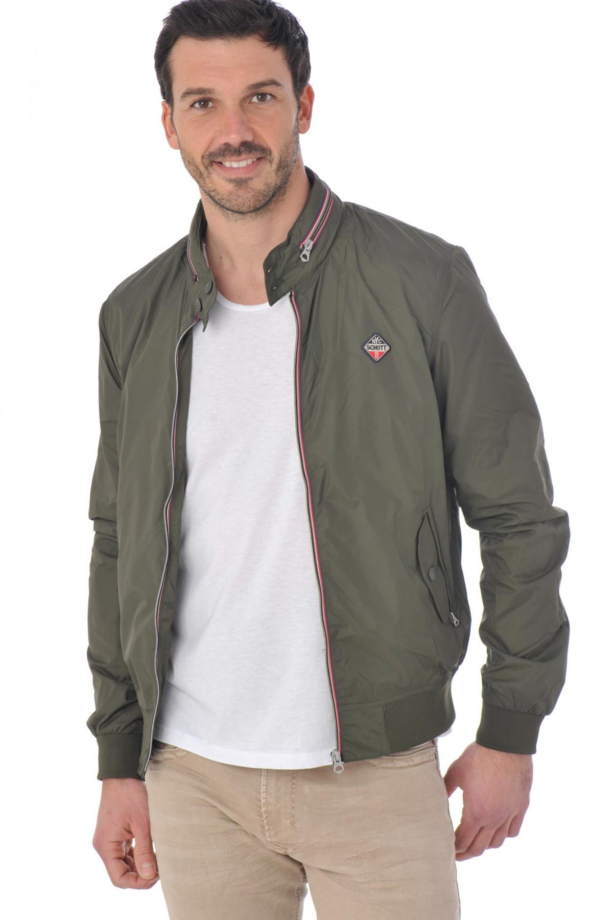 Schott khaki nylon jacket - Image n°1