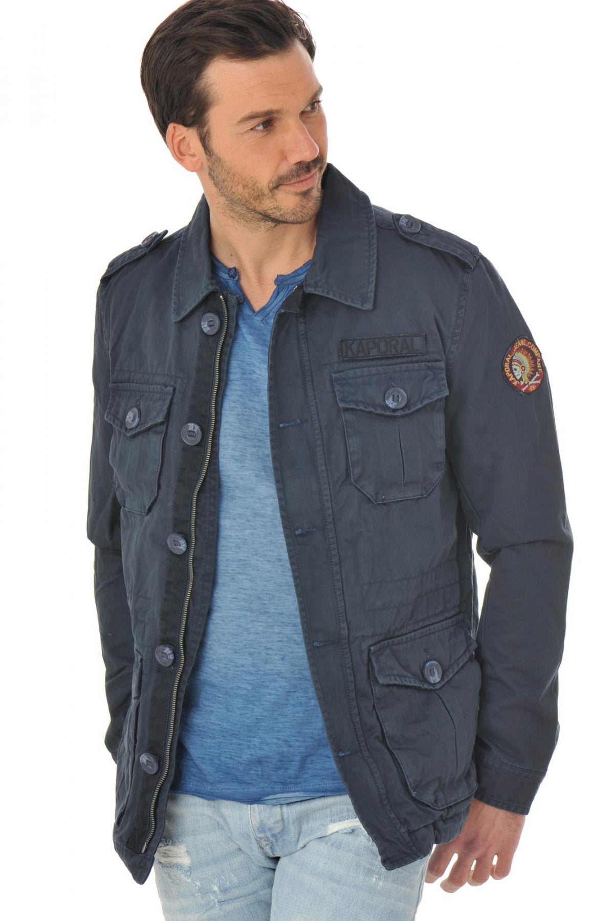 Kaporal blue safari style men's jacket - Image n°1