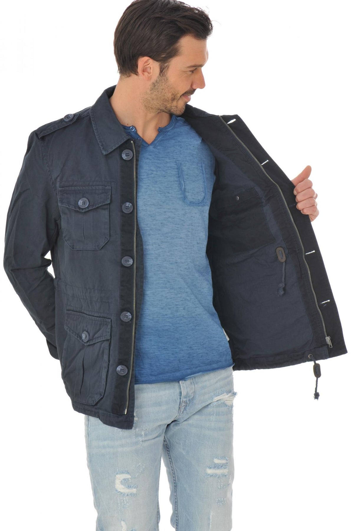 Kaporal blue safari style men's jacket - Image n°3