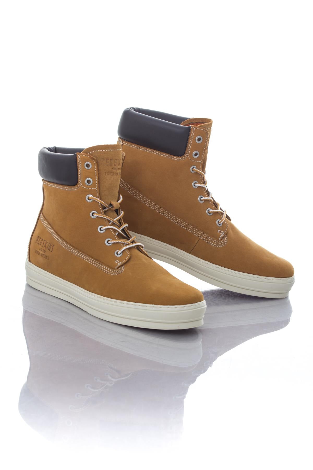 Redskins high-top shoes in honey-colored leather - Image n°1