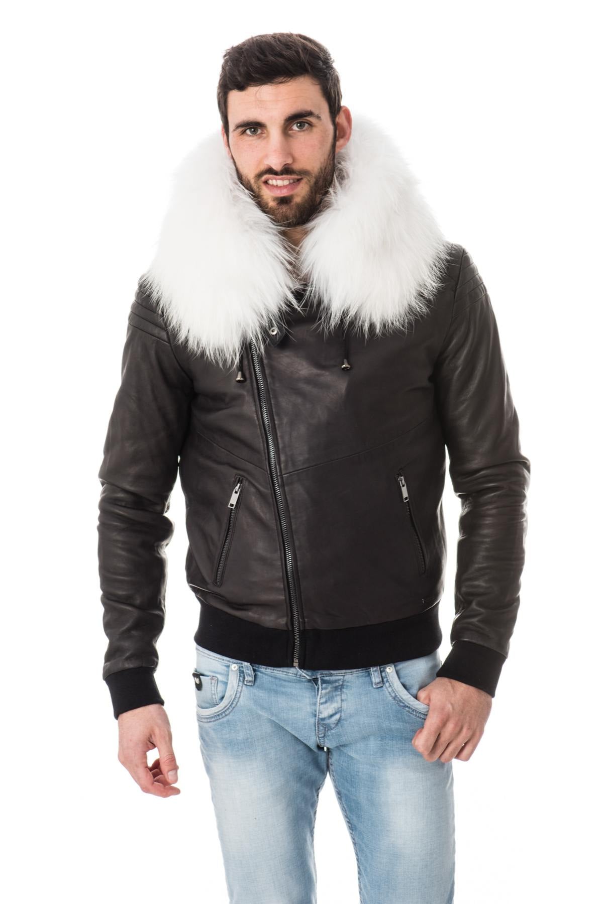 Jacket with hood in white raccoon fur - Image n°3