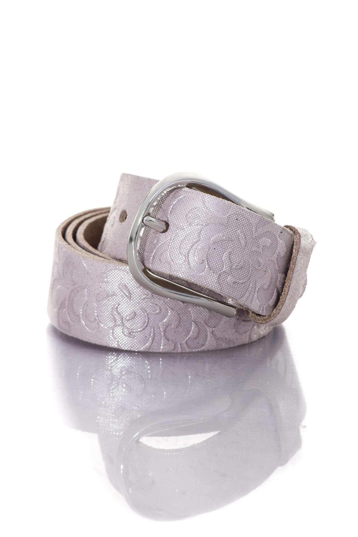 Pale pink leather belt - Image n°1