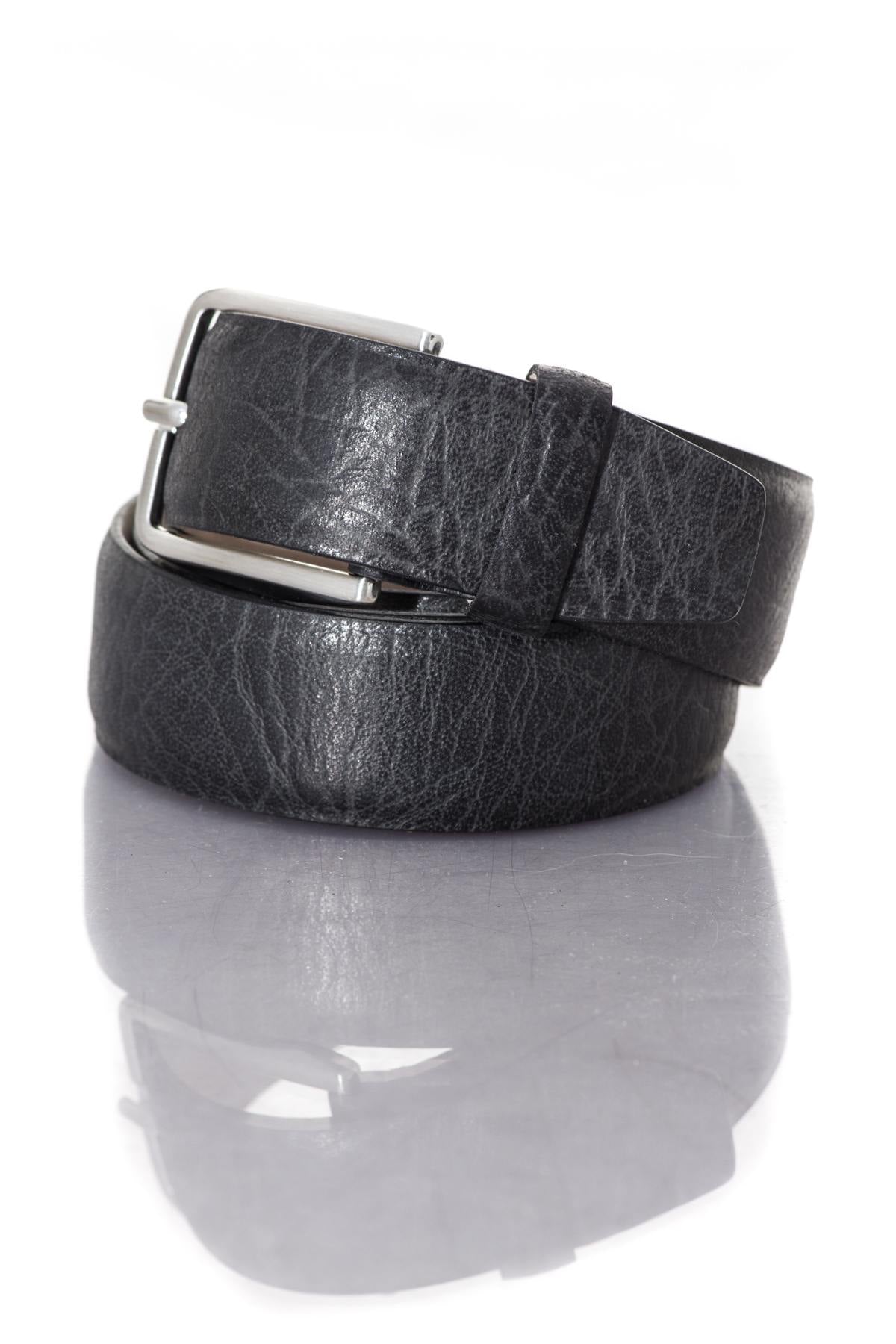 Men's belt in black cowhide leather - Image n°1