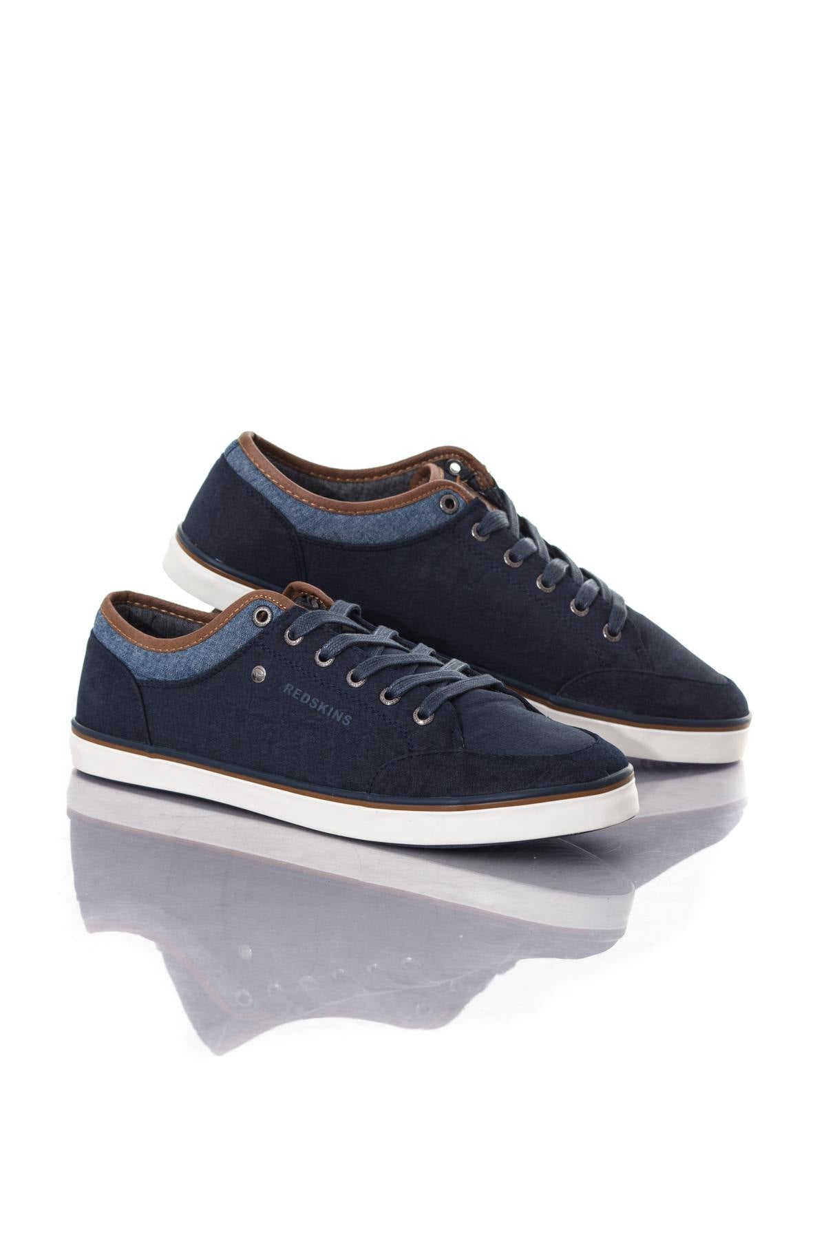 Navy faux leather sneakers - Image n°1