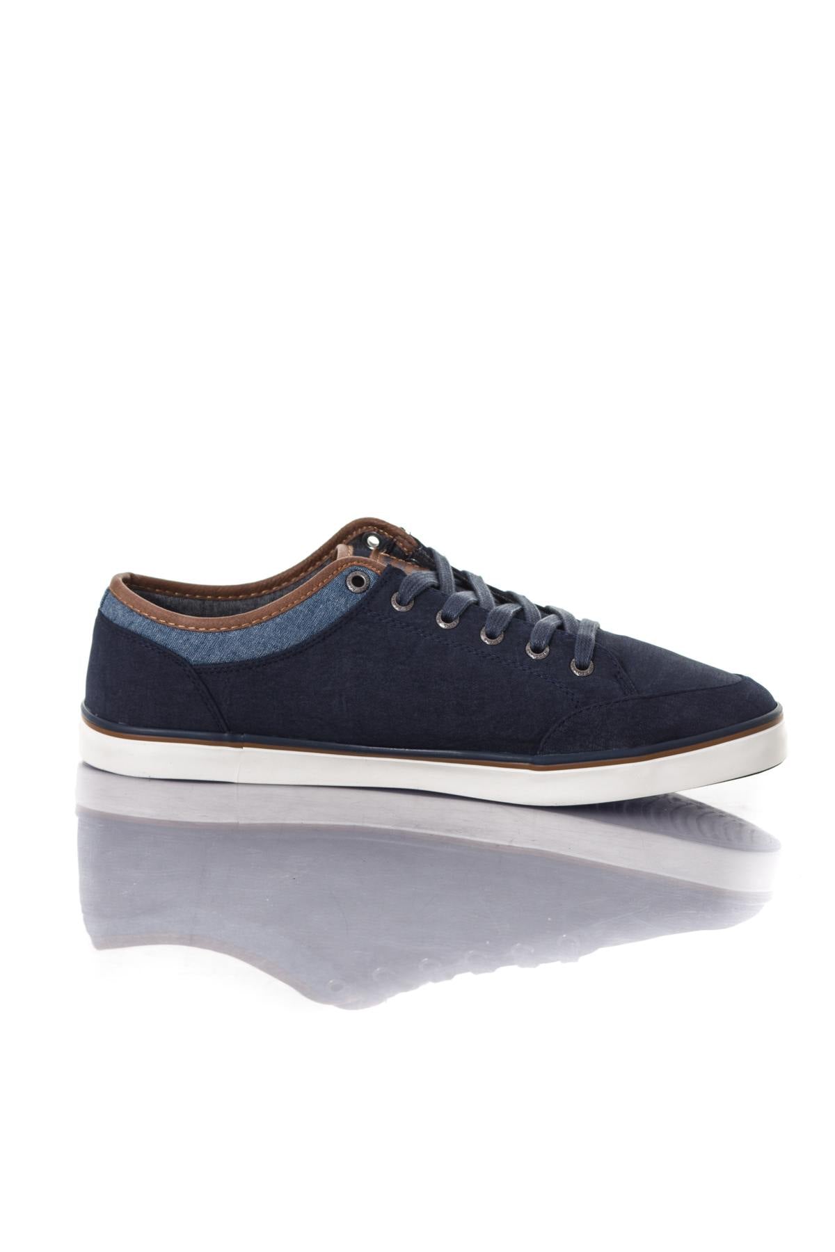 Navy faux leather sneakers - Image n°2