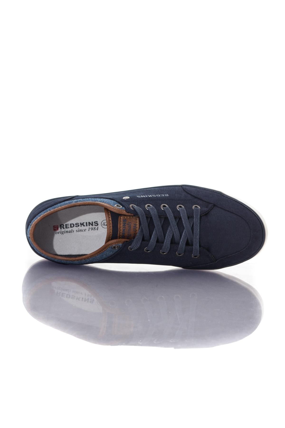 Navy faux leather sneakers - Image n°3