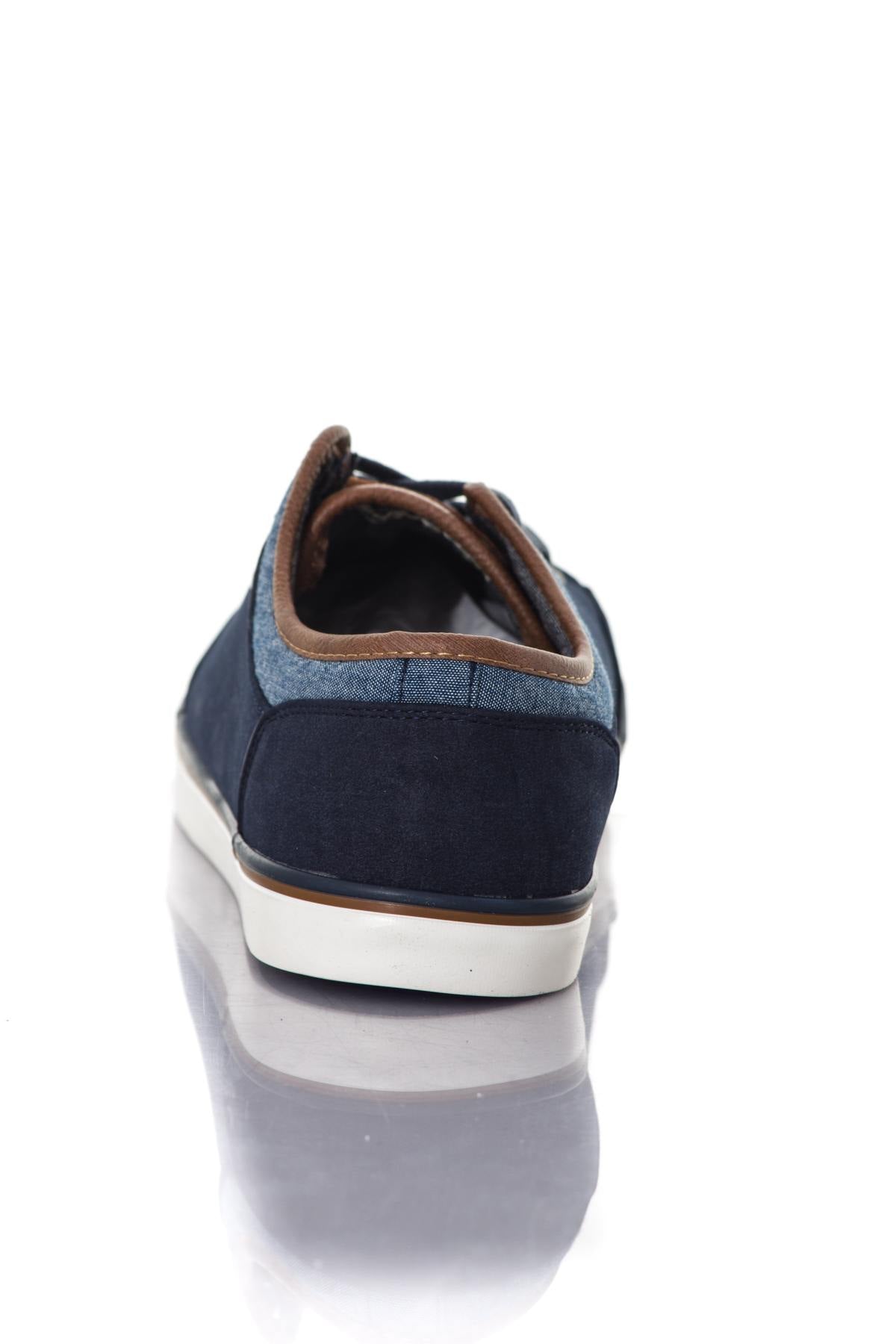 Navy faux leather sneakers - Image n°6