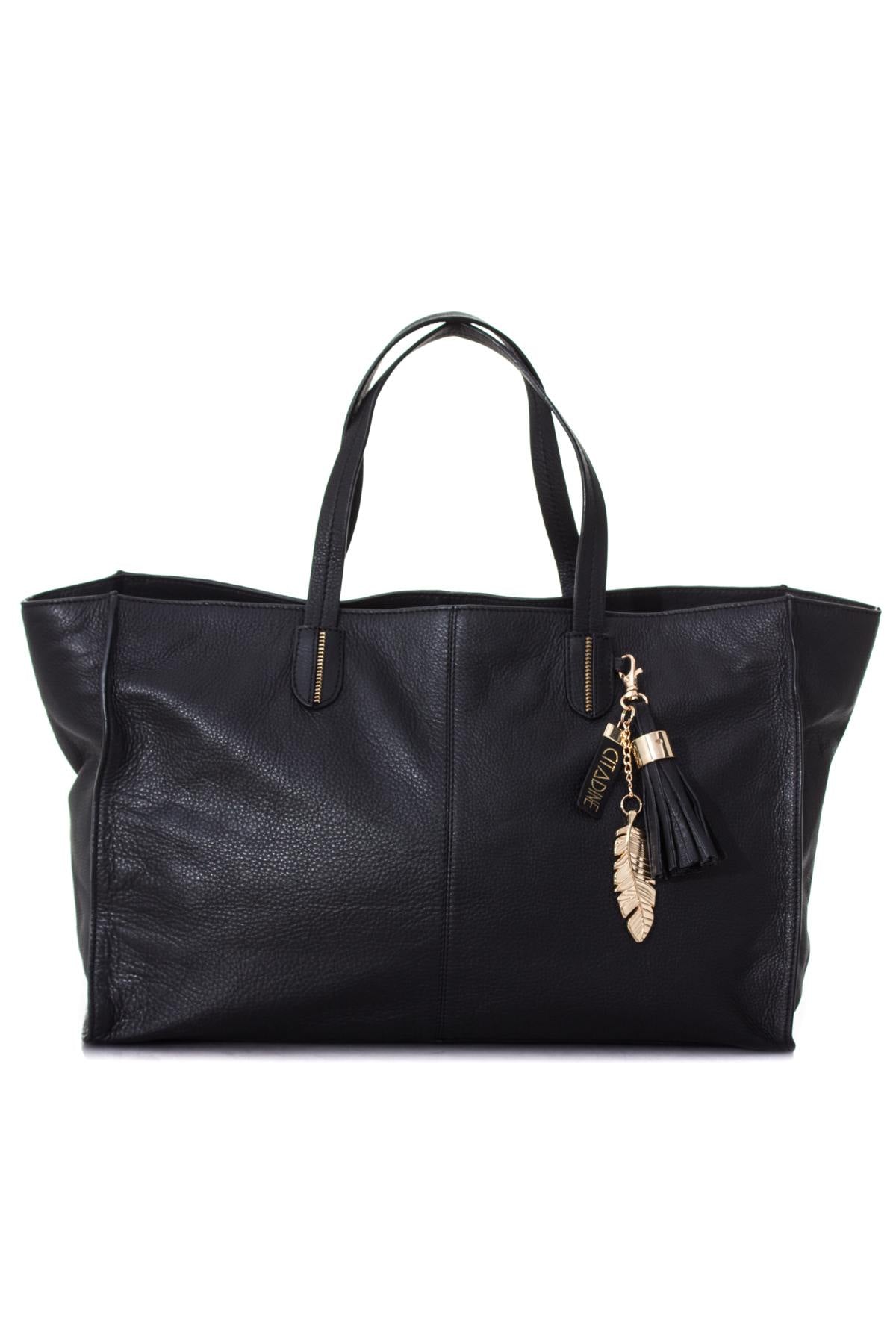 Large black cowhide leather bag - Image n°1