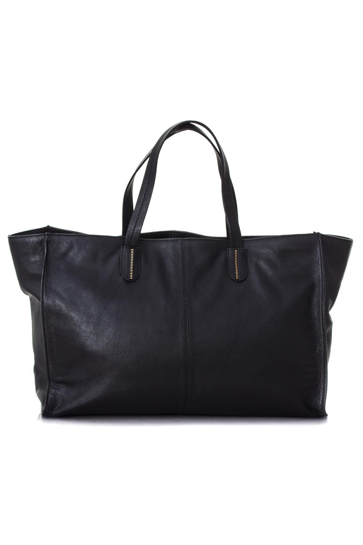 Large black cowhide leather bag - Image n°4