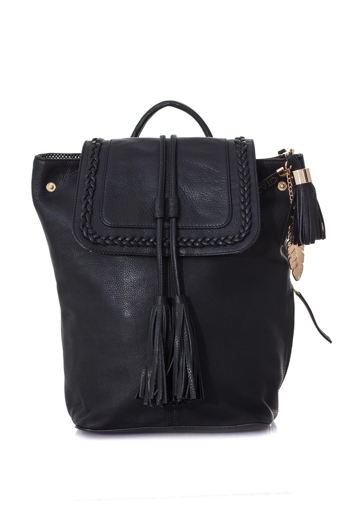 Women's backpack in black cowhide leather - Image n°1