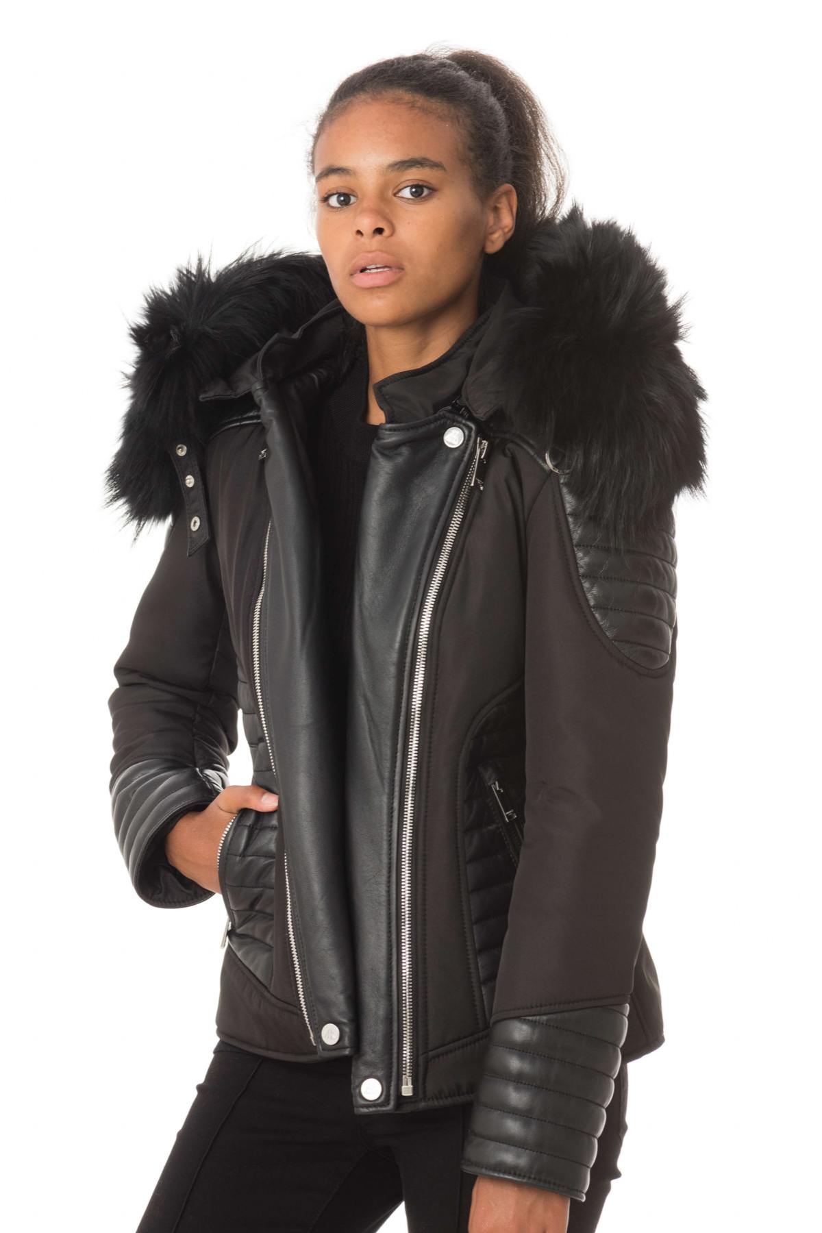 Horspist women's black down jacket with black collar - Image n°3