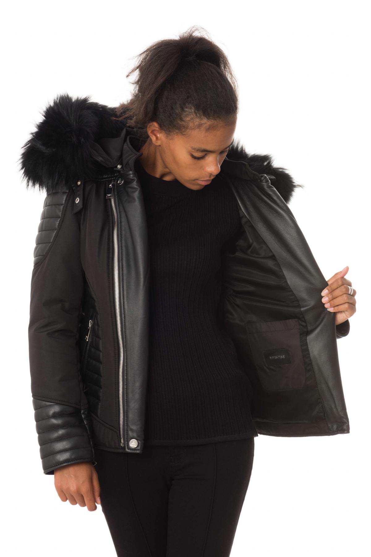 Horspist women's black down jacket with black collar - Image n°6