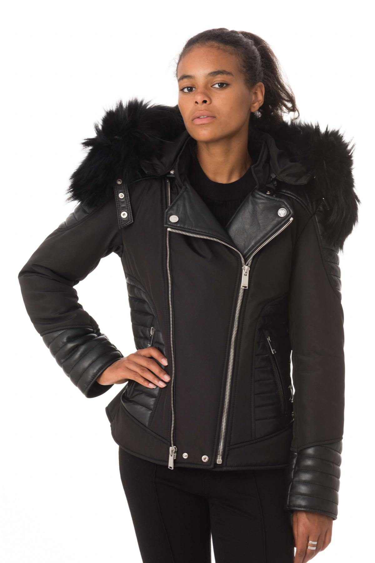 Horspist women's black down jacket with black collar - Image n°4