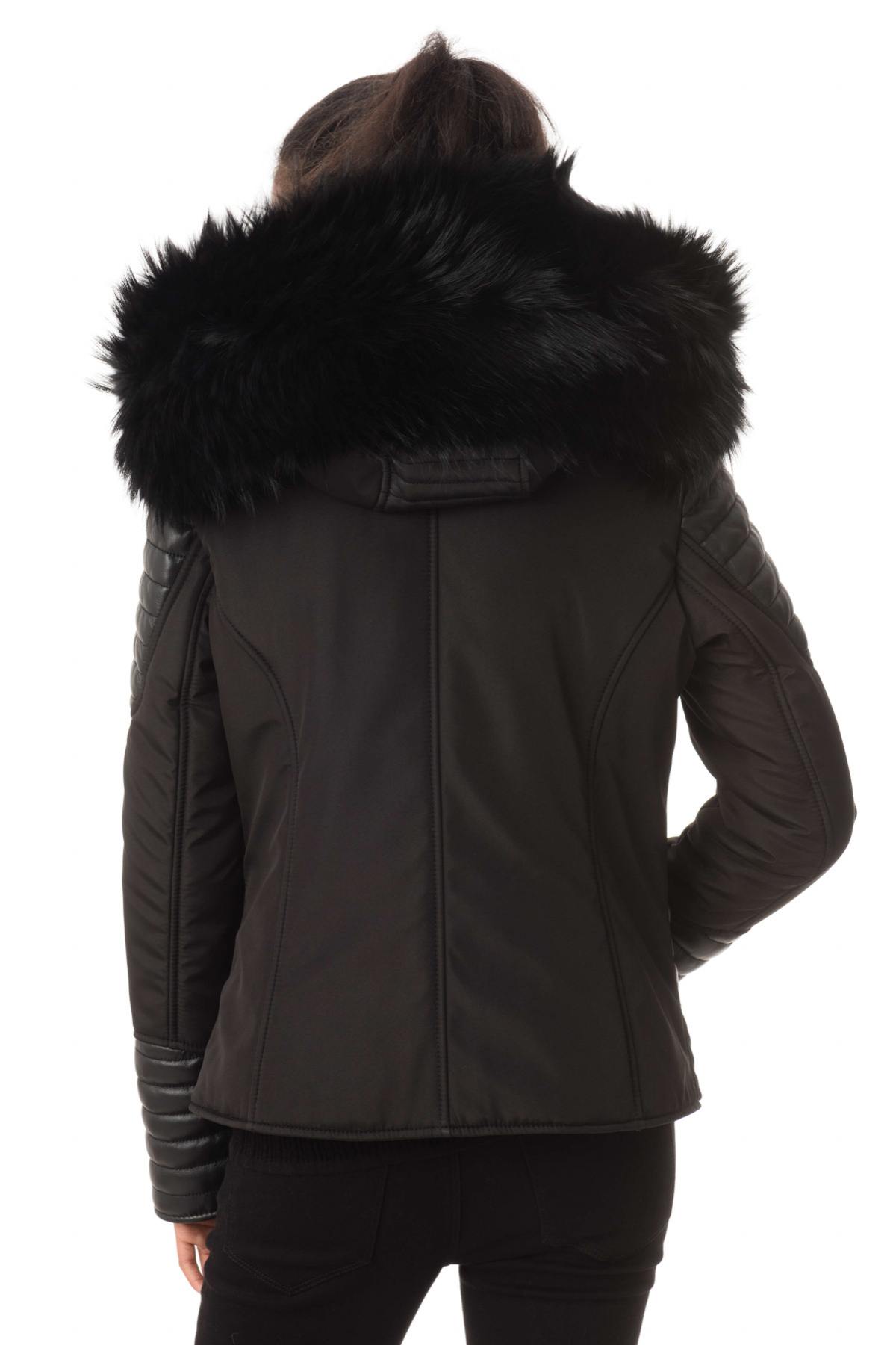 Horspist women's black down jacket with black collar - Image n°5