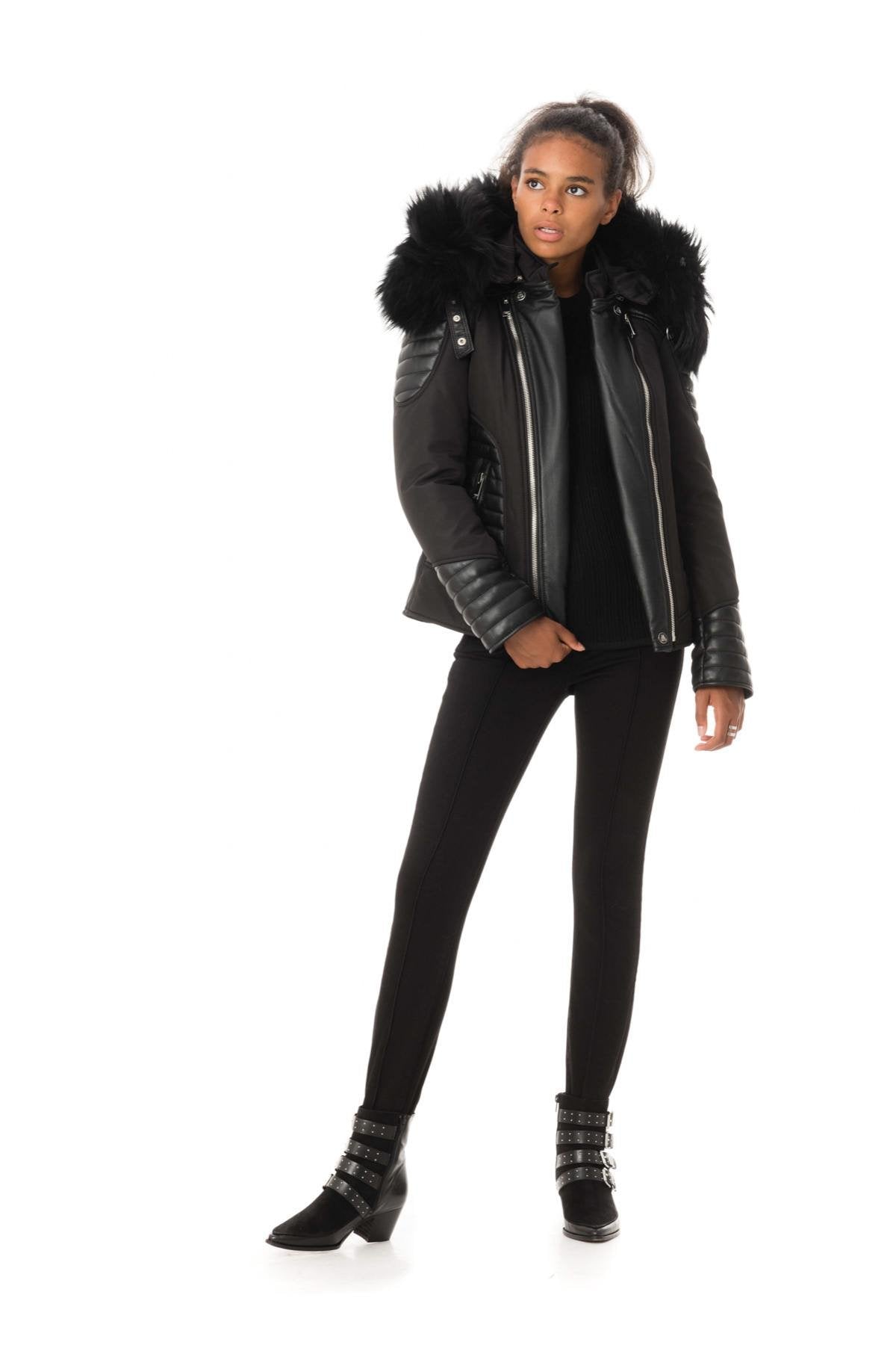 Horspist women's black down jacket with black collar - Image n°2