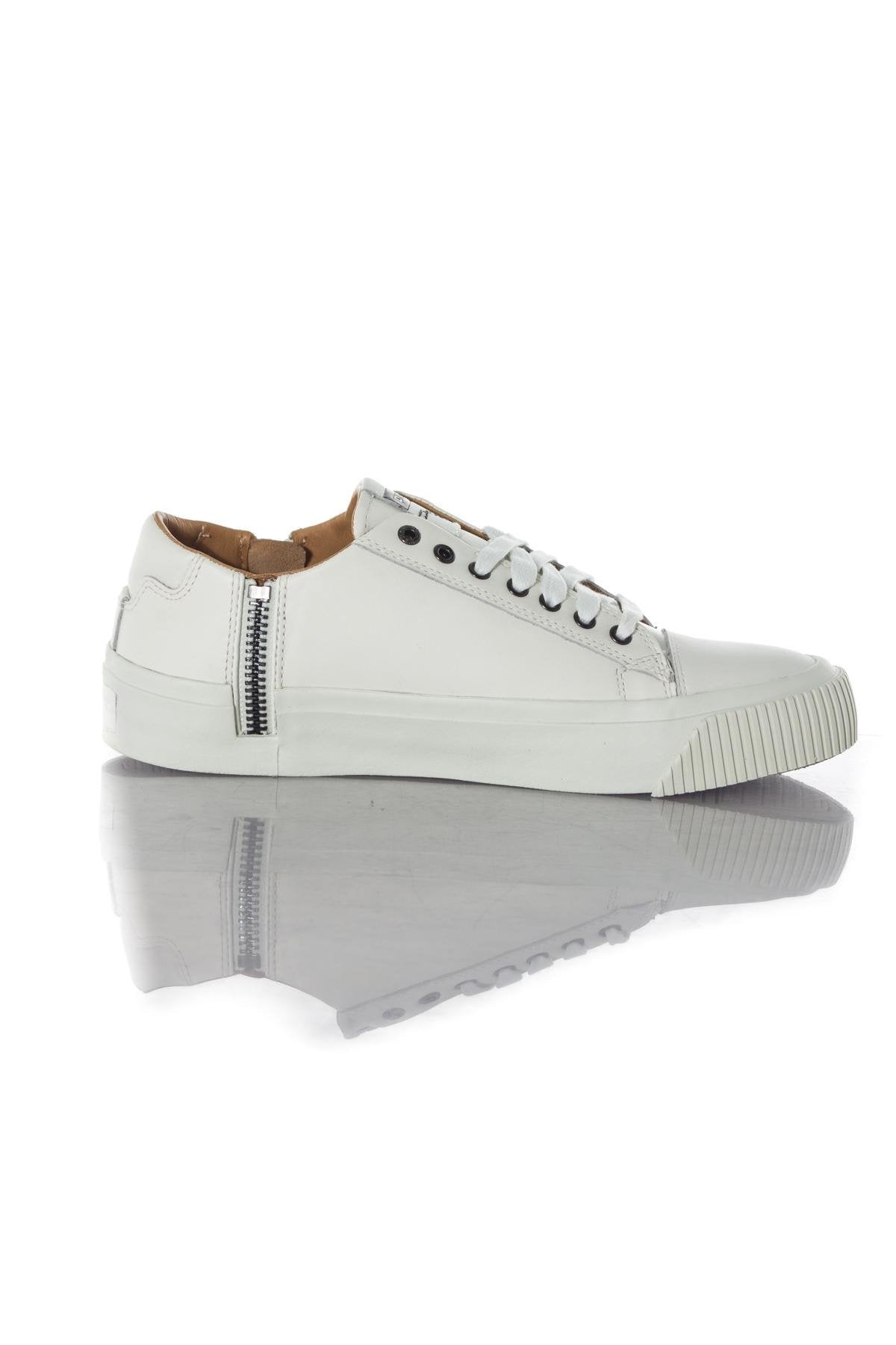 White leather bakets with side zipper - Image n°2