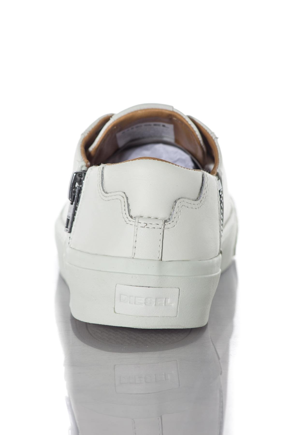 White leather bakets with side zipper - Image n°6