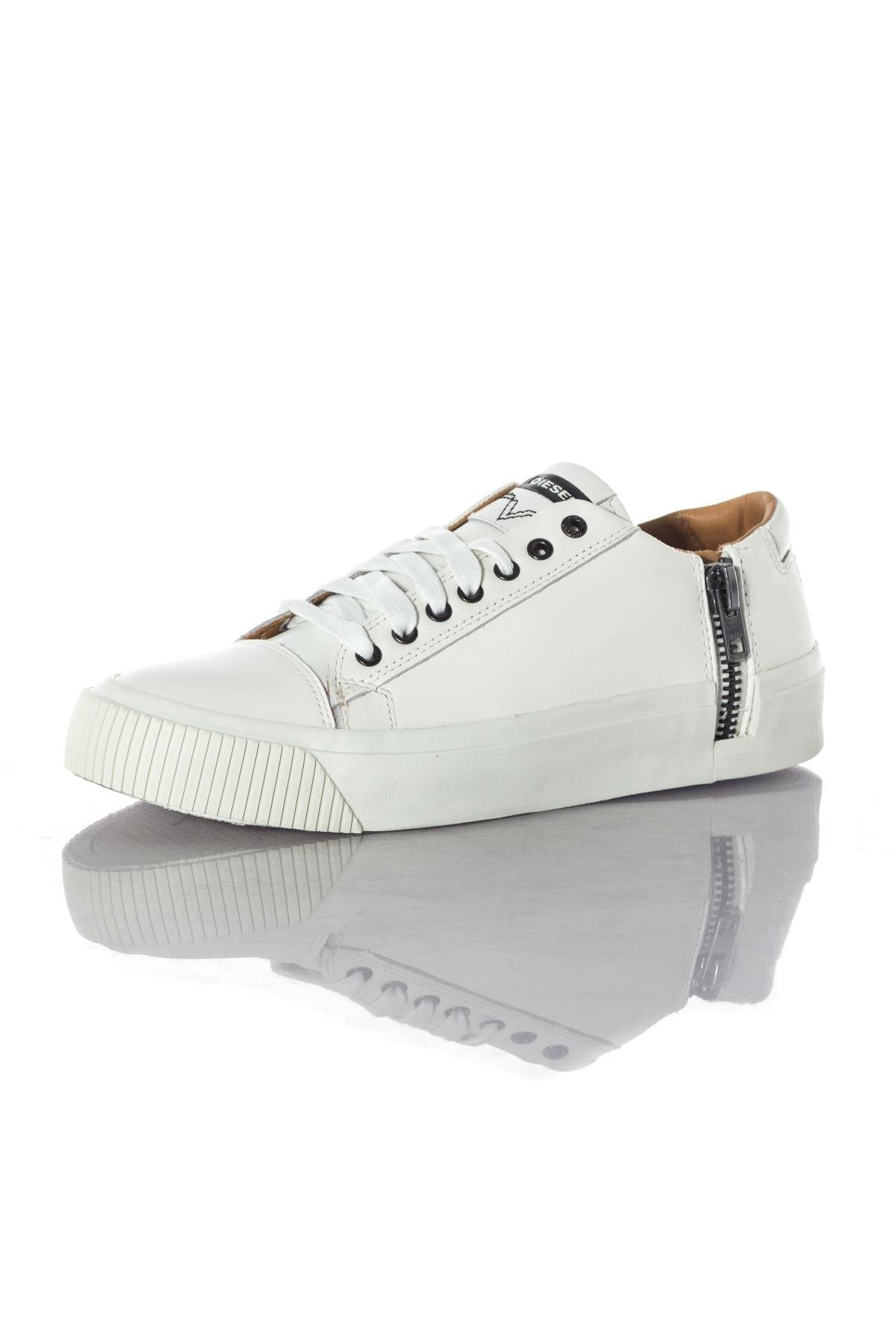 White leather bakets with side zipper - Image n°7