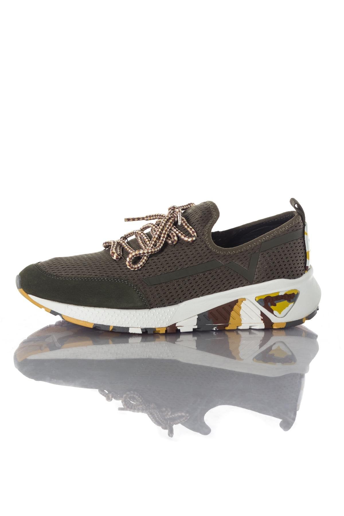 Men's running shoes in khaki canvas - Image n°7