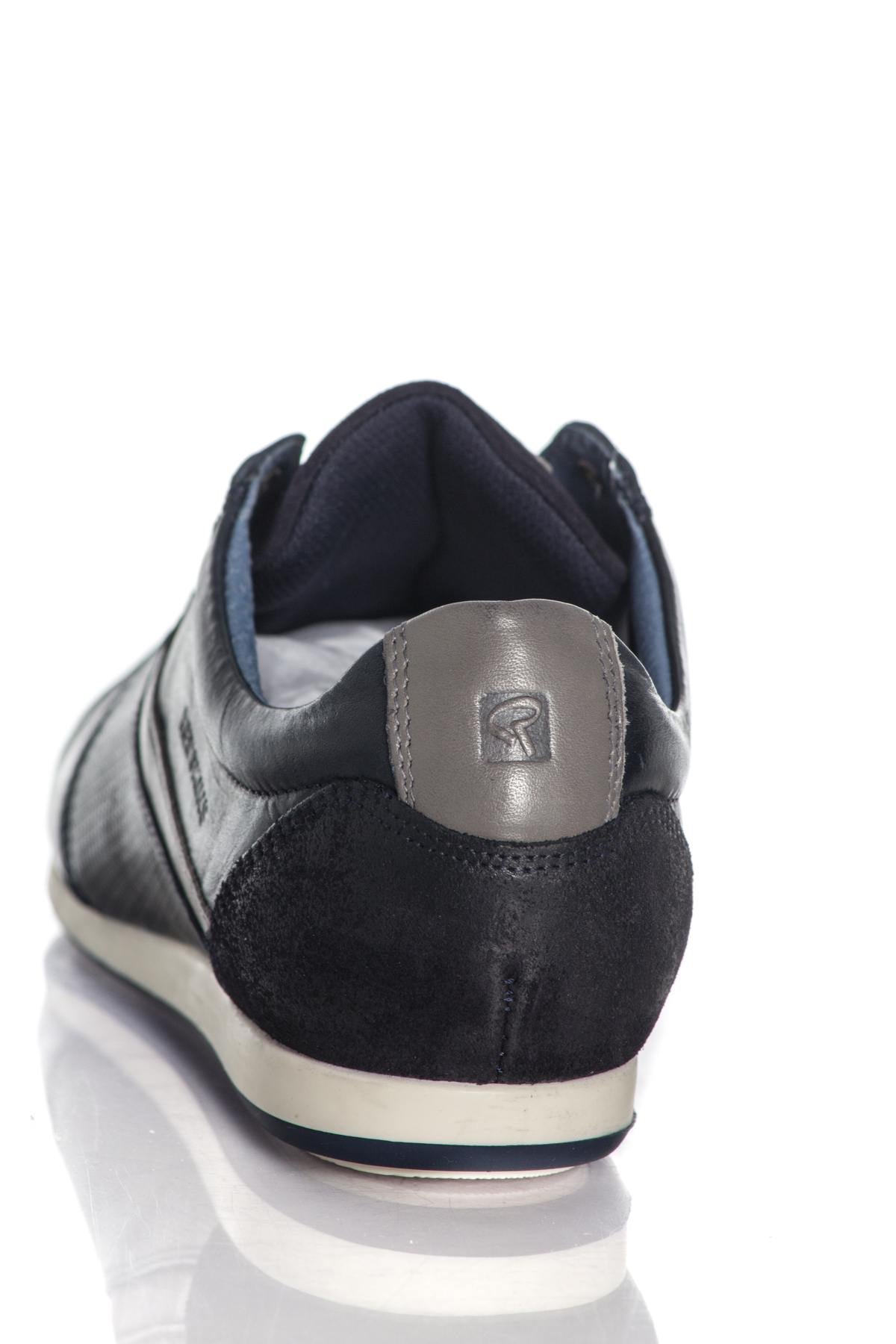 Navy blue leather casual sneakers - Image n°6