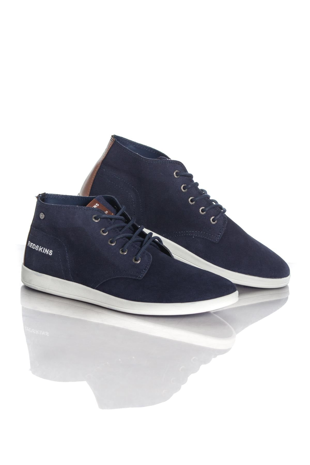 Men's navy blue suede ankle boots - Image n°1