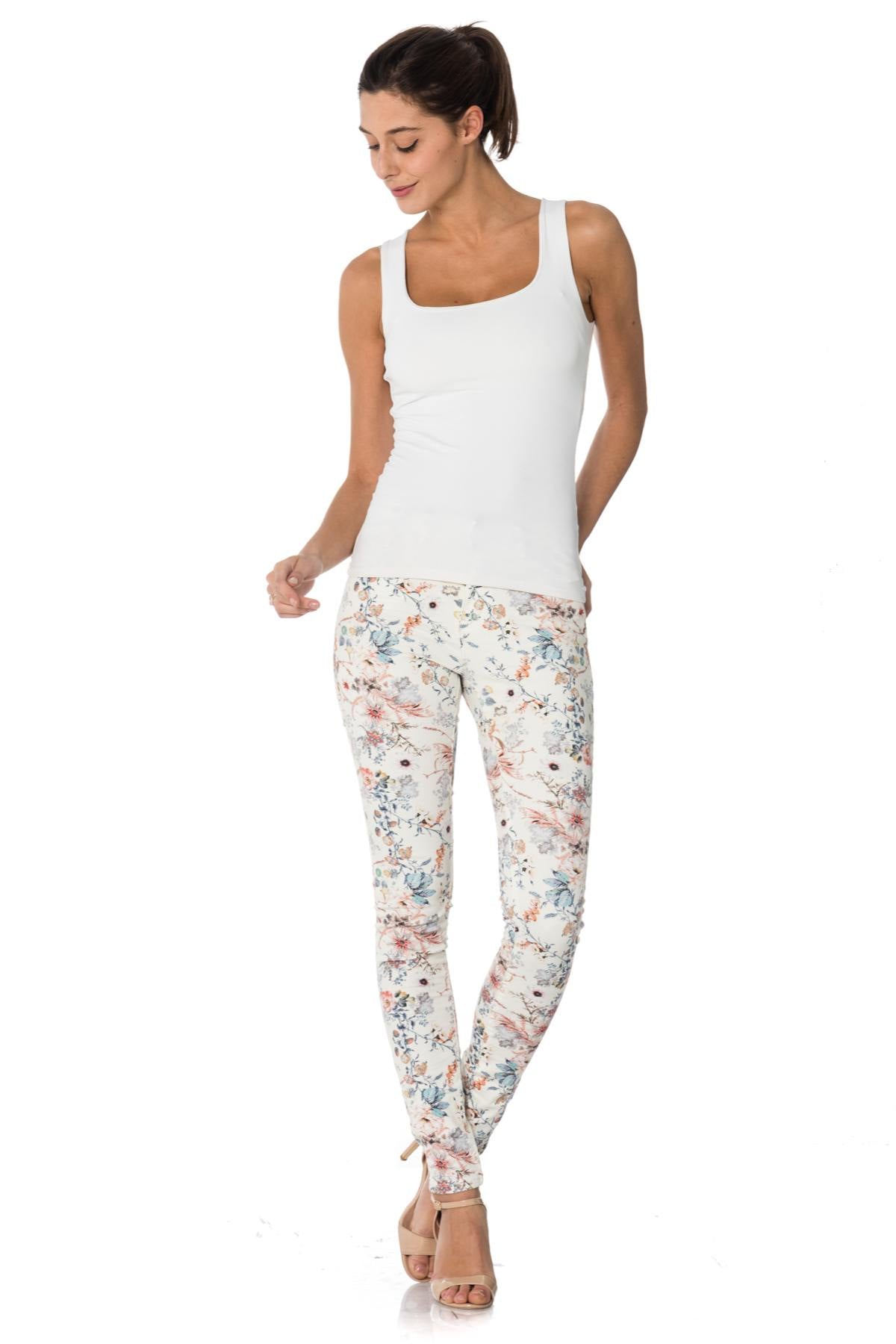 Women's floral print skinny jeans - Image n°2