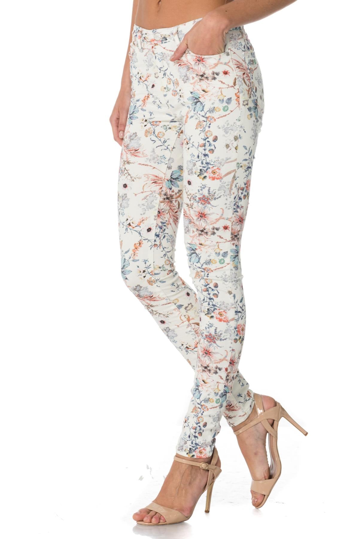 Women's floral print skinny jeans - Image n°3