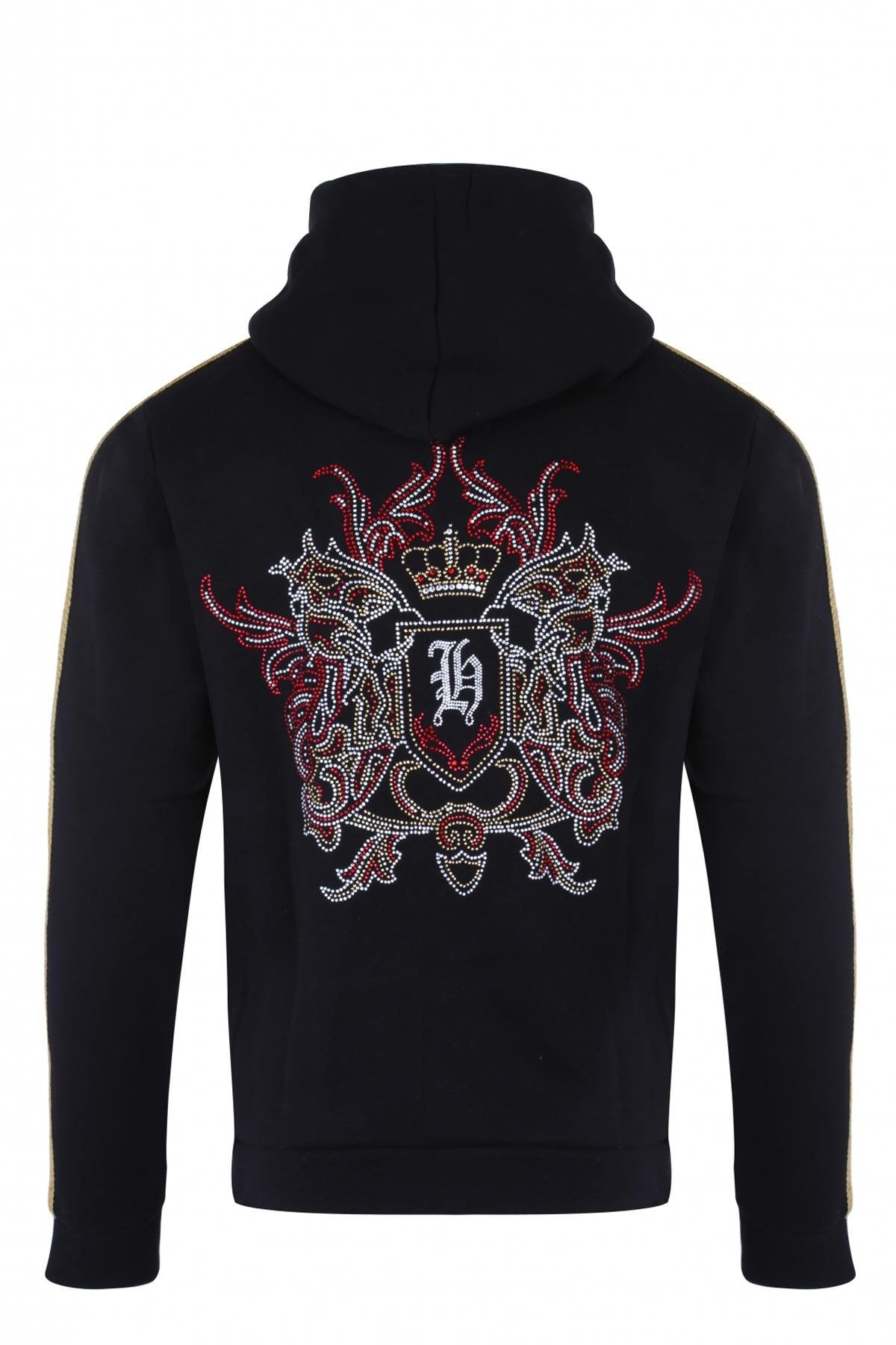 Horspsit men's zipped sweatshirt with rhinestones and gold braid - Image n°3