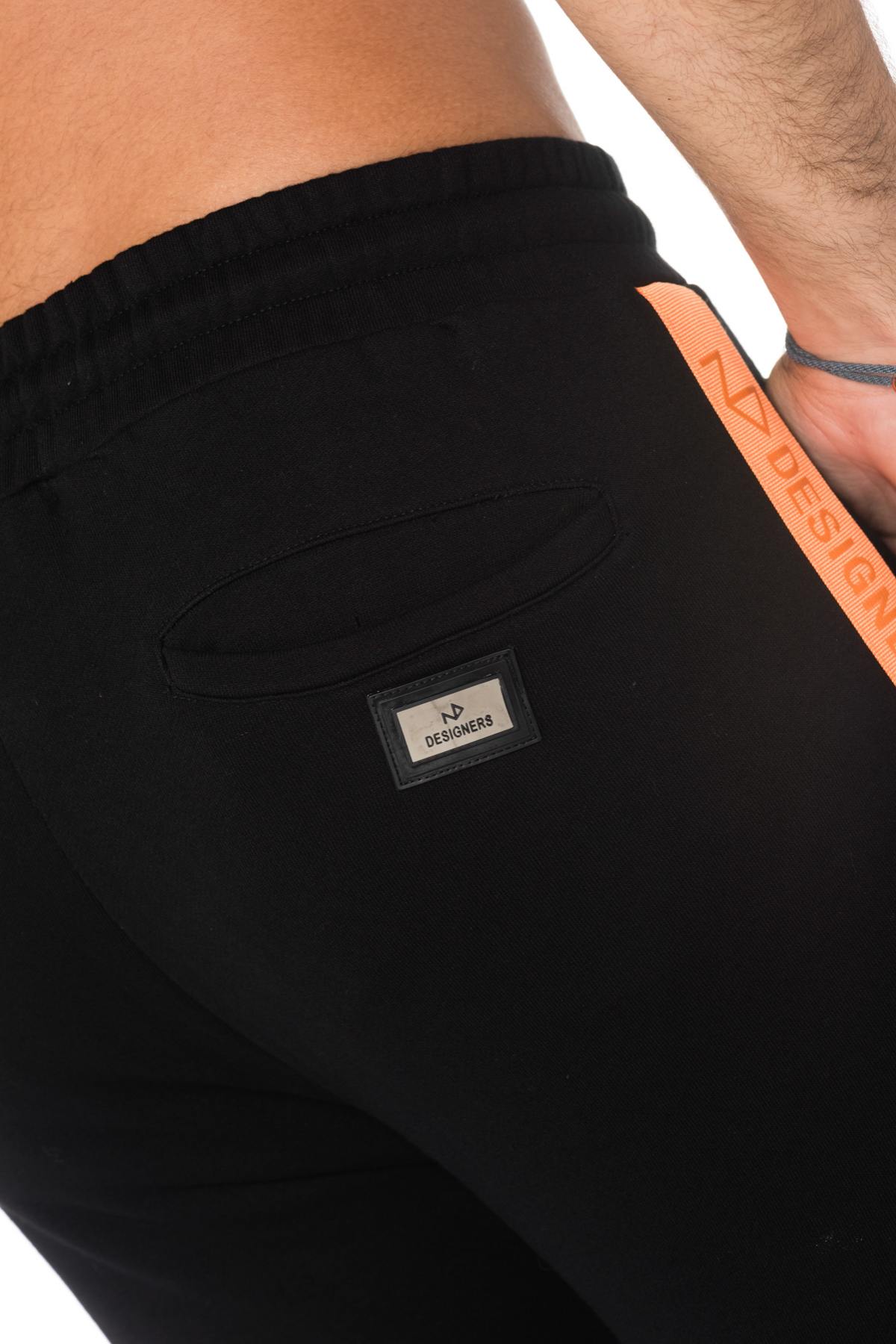 Black sweatpants with orange stripe - Image n°3