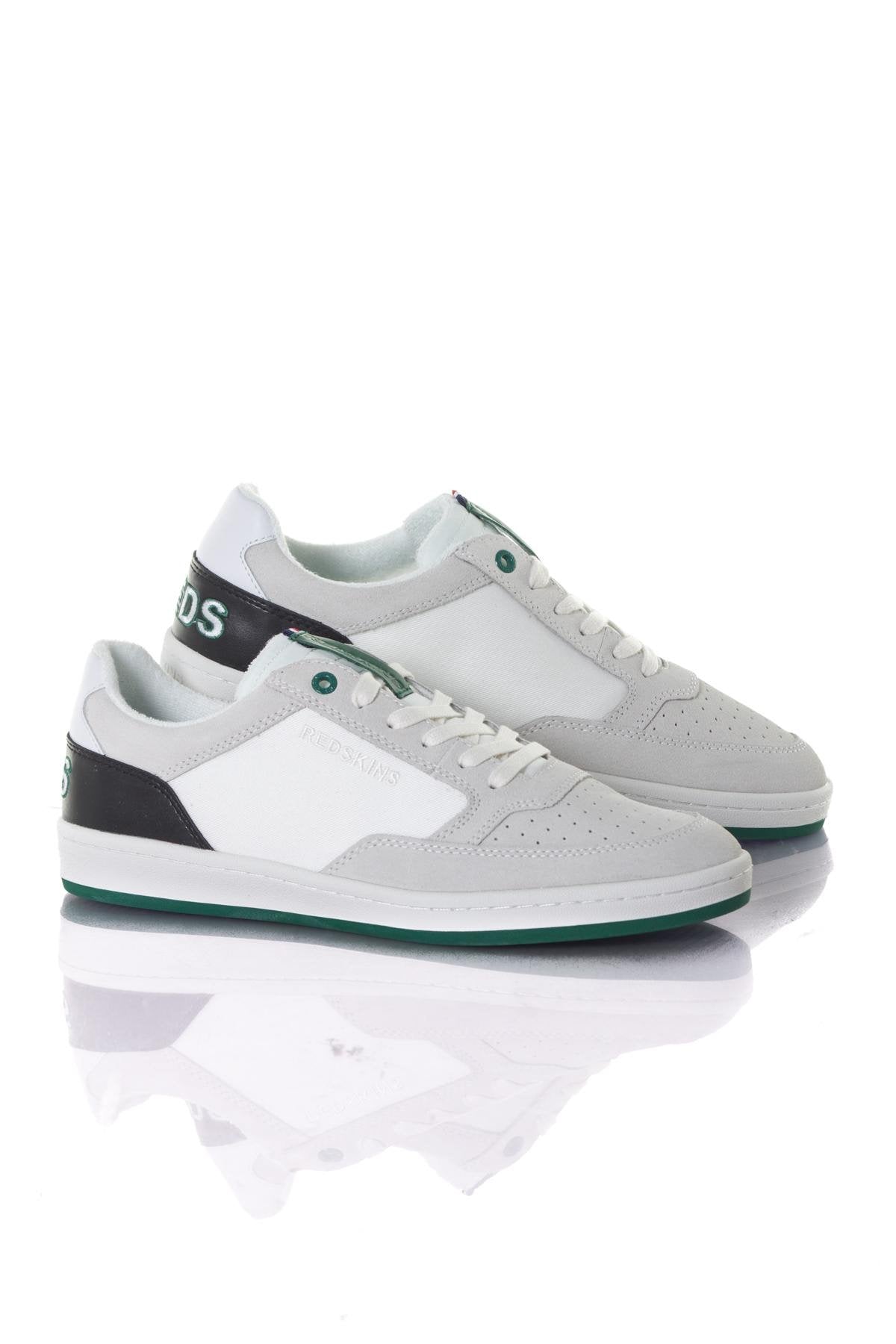  Men's white black green leather sneakers - Image n°1