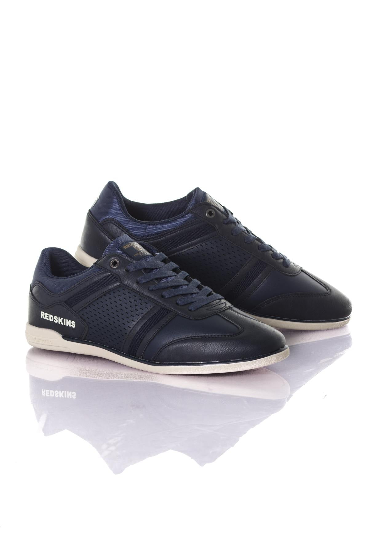 Navy faux leather sneakers - Image n°1