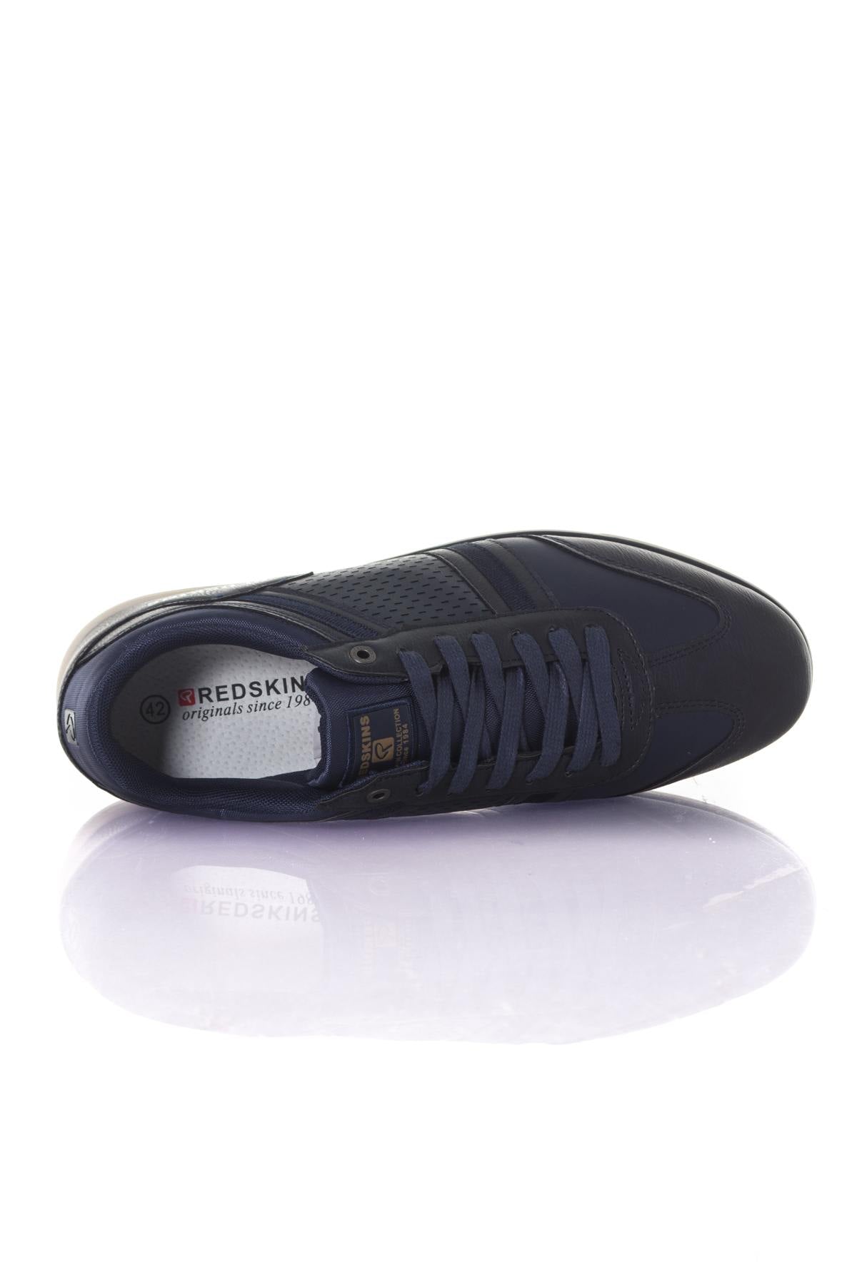 Navy faux leather sneakers - Image n°3