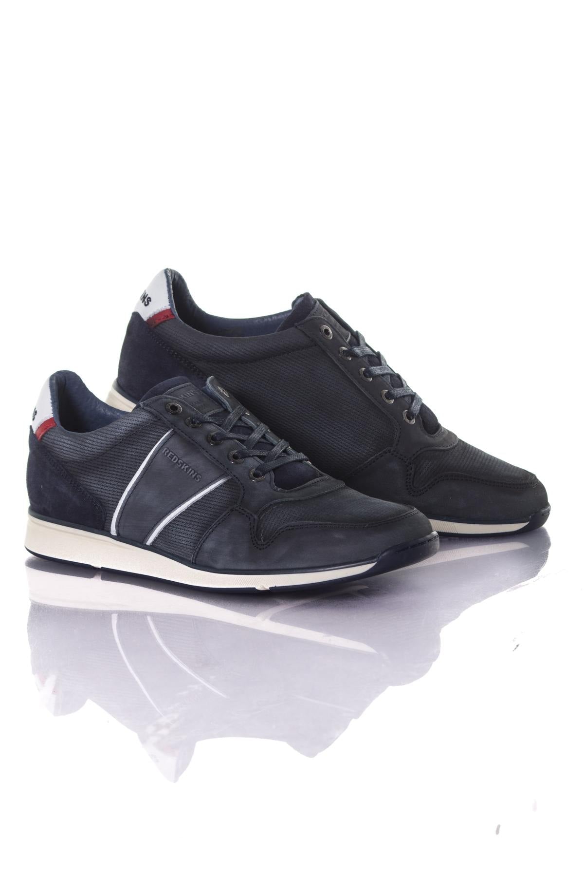 Navy blue leather sneakers - Image n°1