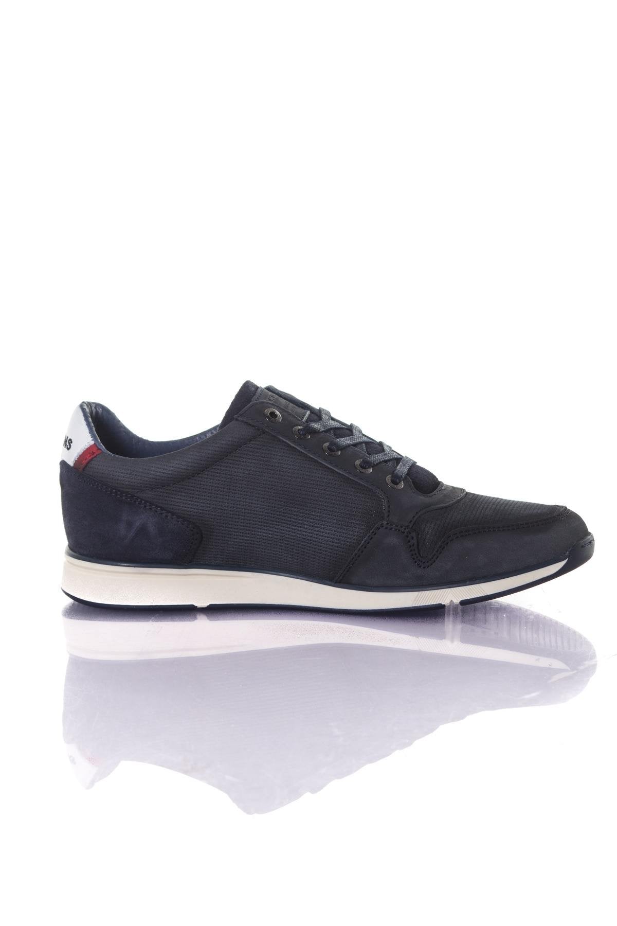 Navy blue leather sneakers - Image n°2