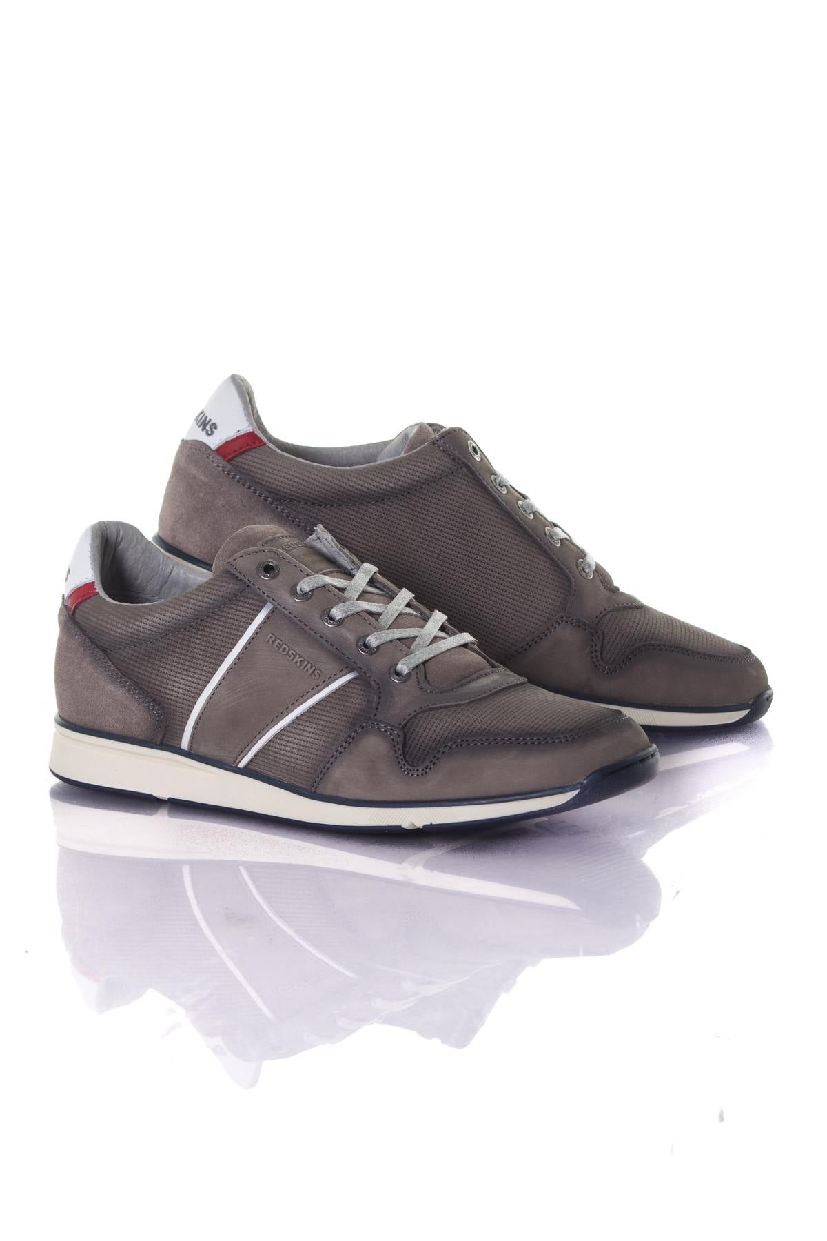 Men's gray leather sneakers - Image n°1