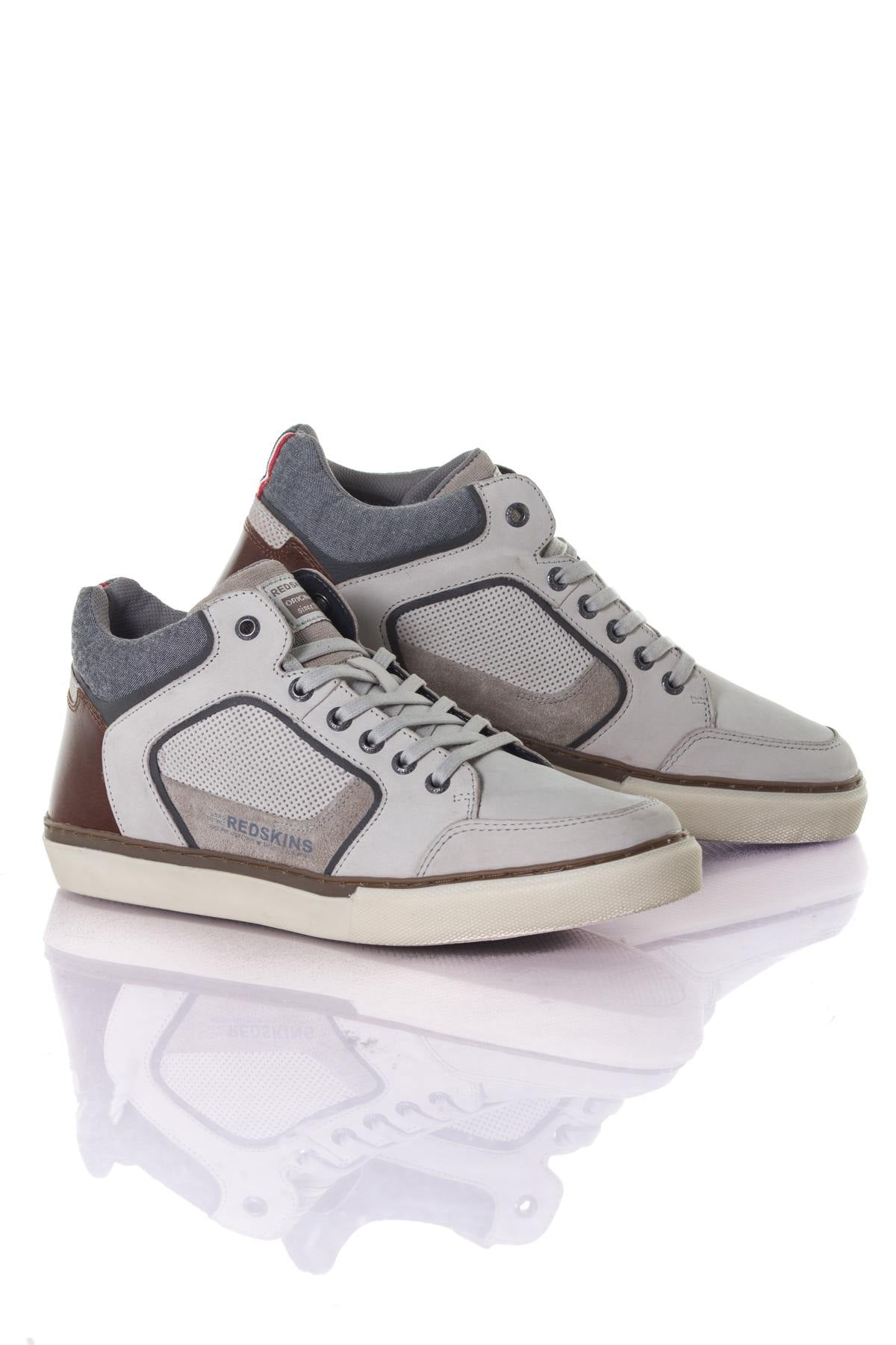 Ecru cognac high top sneakers - Image n°1