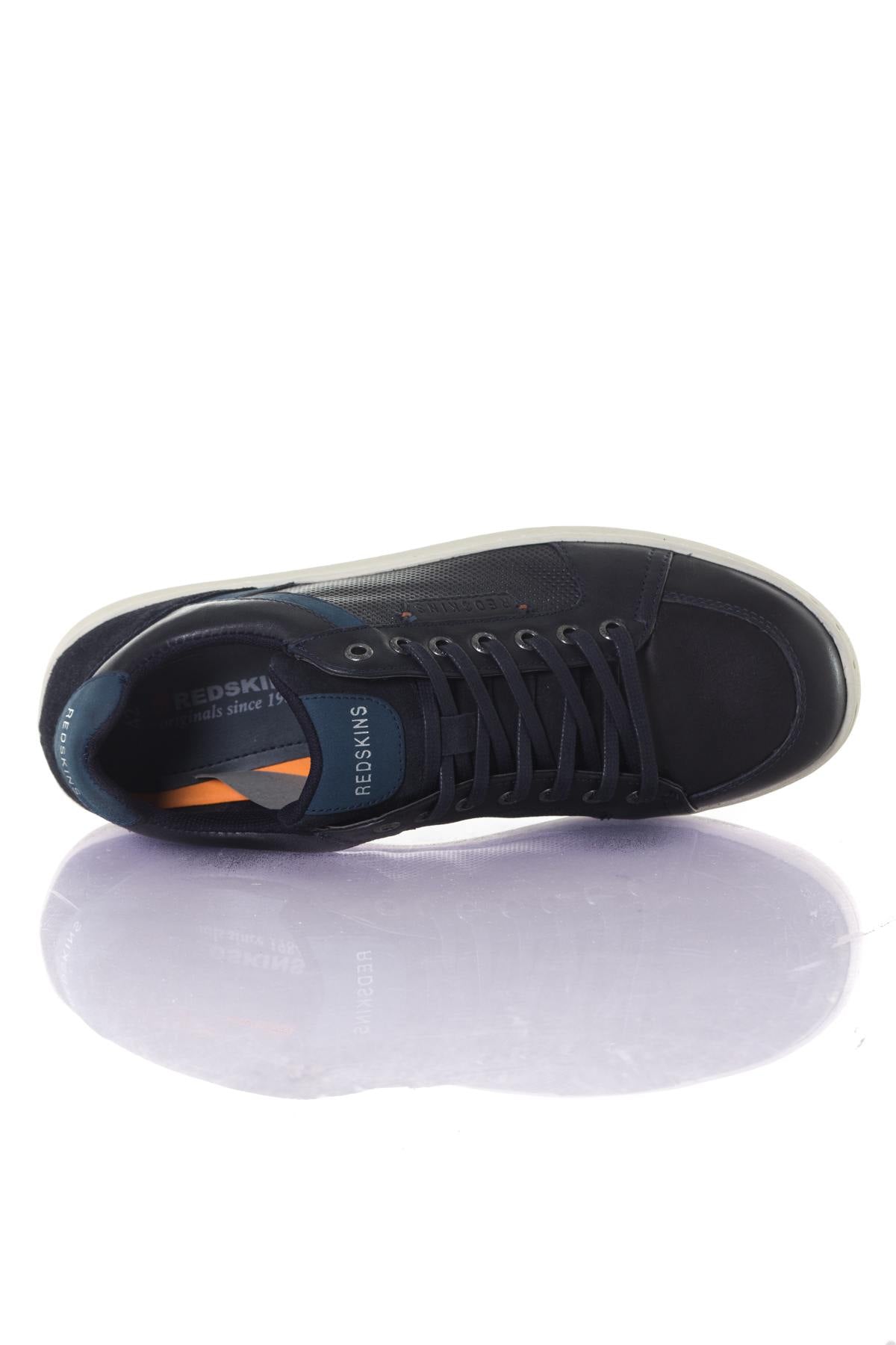 Men's navy leather sneakers - Image n°3