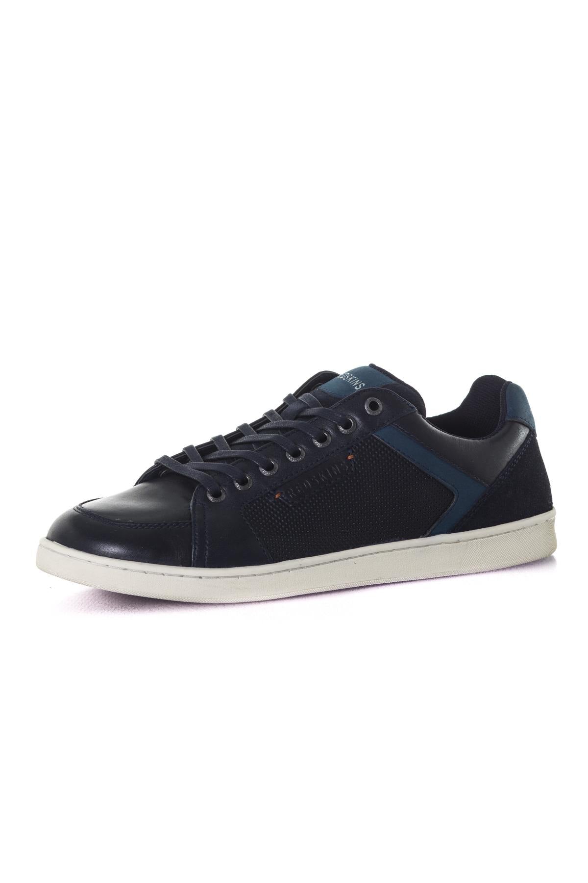 Men's navy leather sneakers - Image n°7