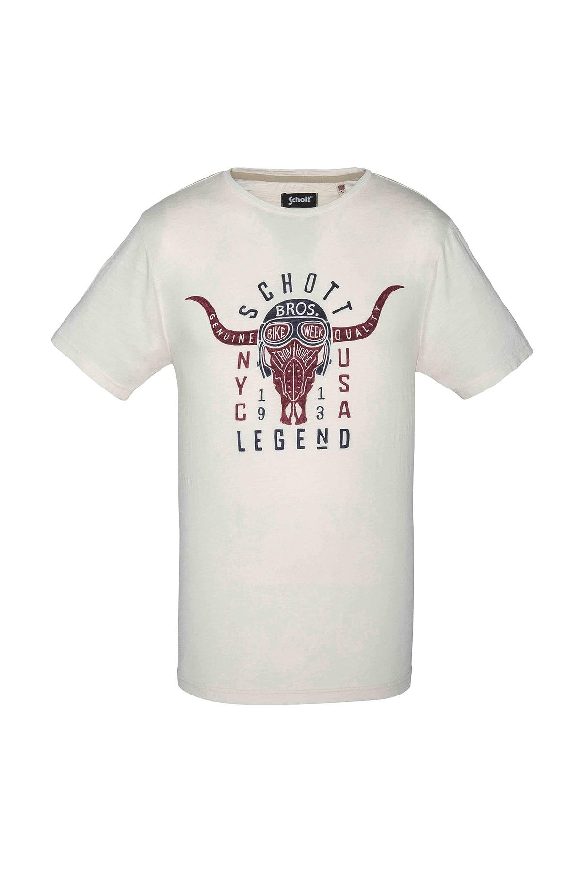 White longhorn biker t-shirt - Image n°1