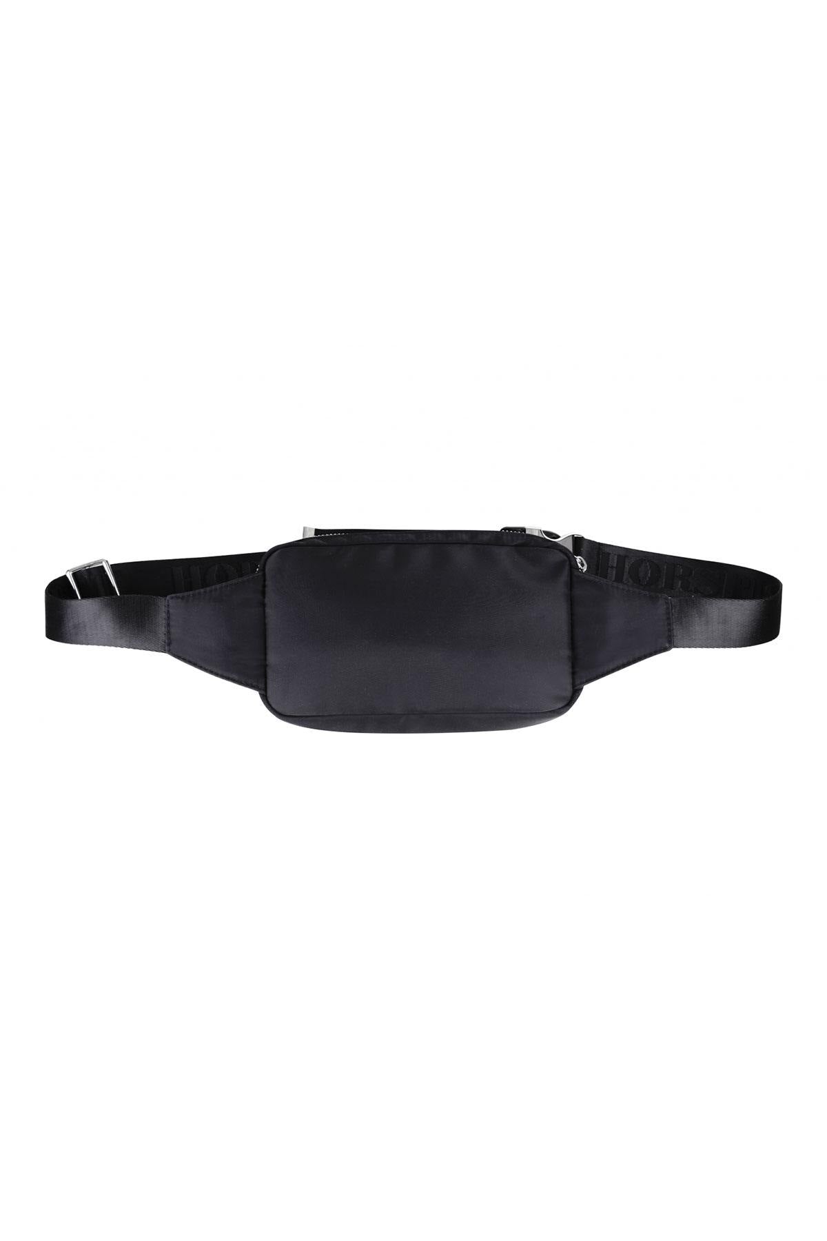 Black nylon and vegetable leather fanny pack - Image n°3