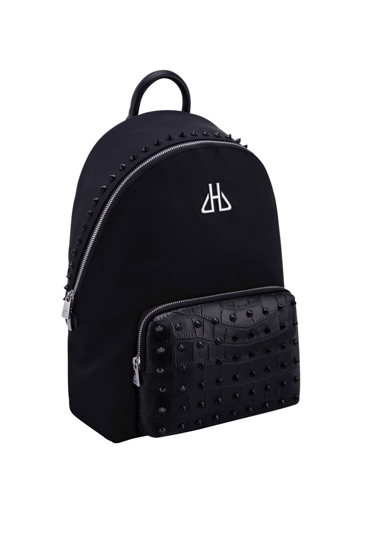 Black nylon bag with rivets - Image n°1