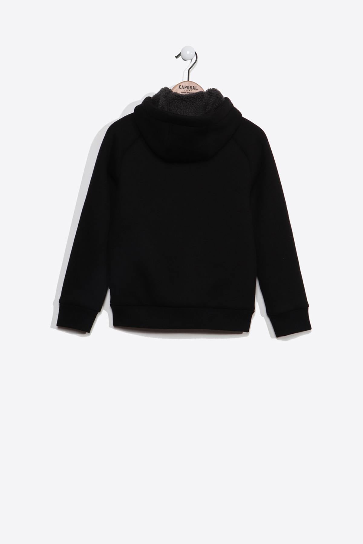  Children's black zipped sweatshirt with hood - Image n°3