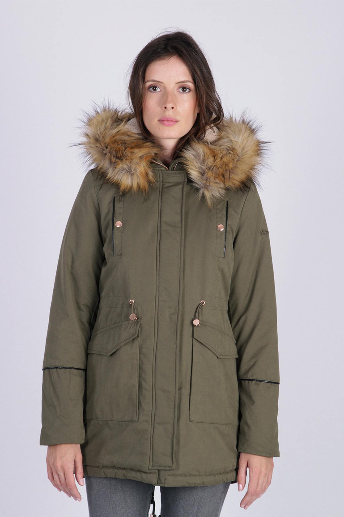 Khaki parka with hood - Image n°1