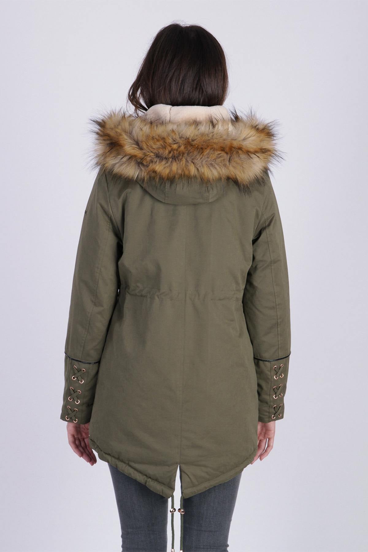 Khaki parka with hood - Image n°3