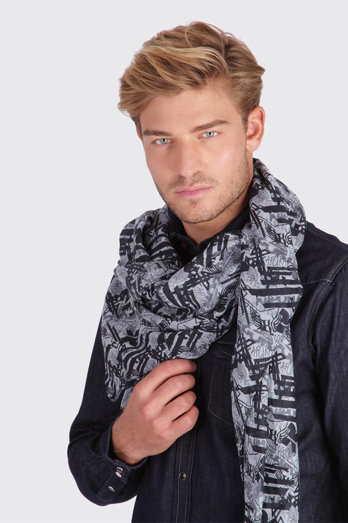 Gray printed scarf - Image n°3