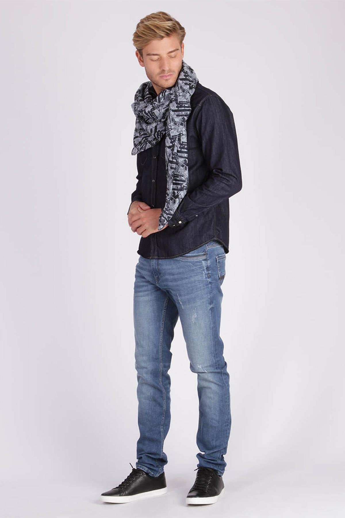 Gray printed scarf - Image n°2