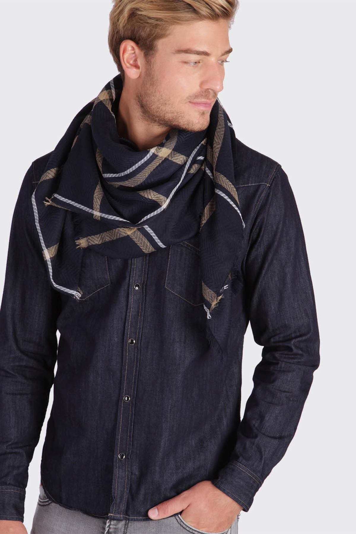 Men's navy blue scarf - Image n°1