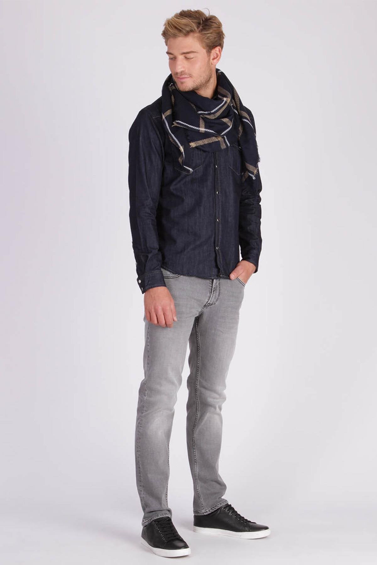 Men's navy blue scarf - Image n°2