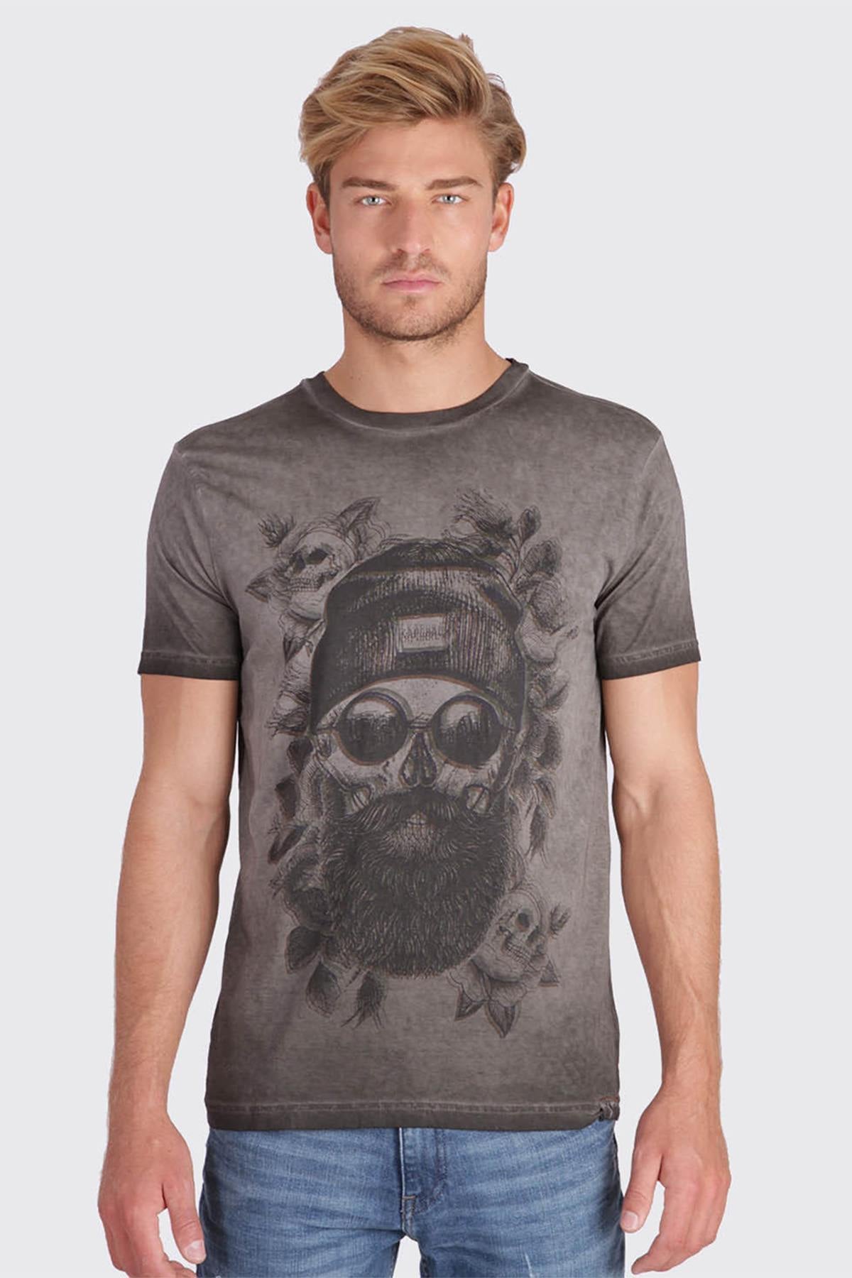 Gray skull print t-shirt - Image n°1